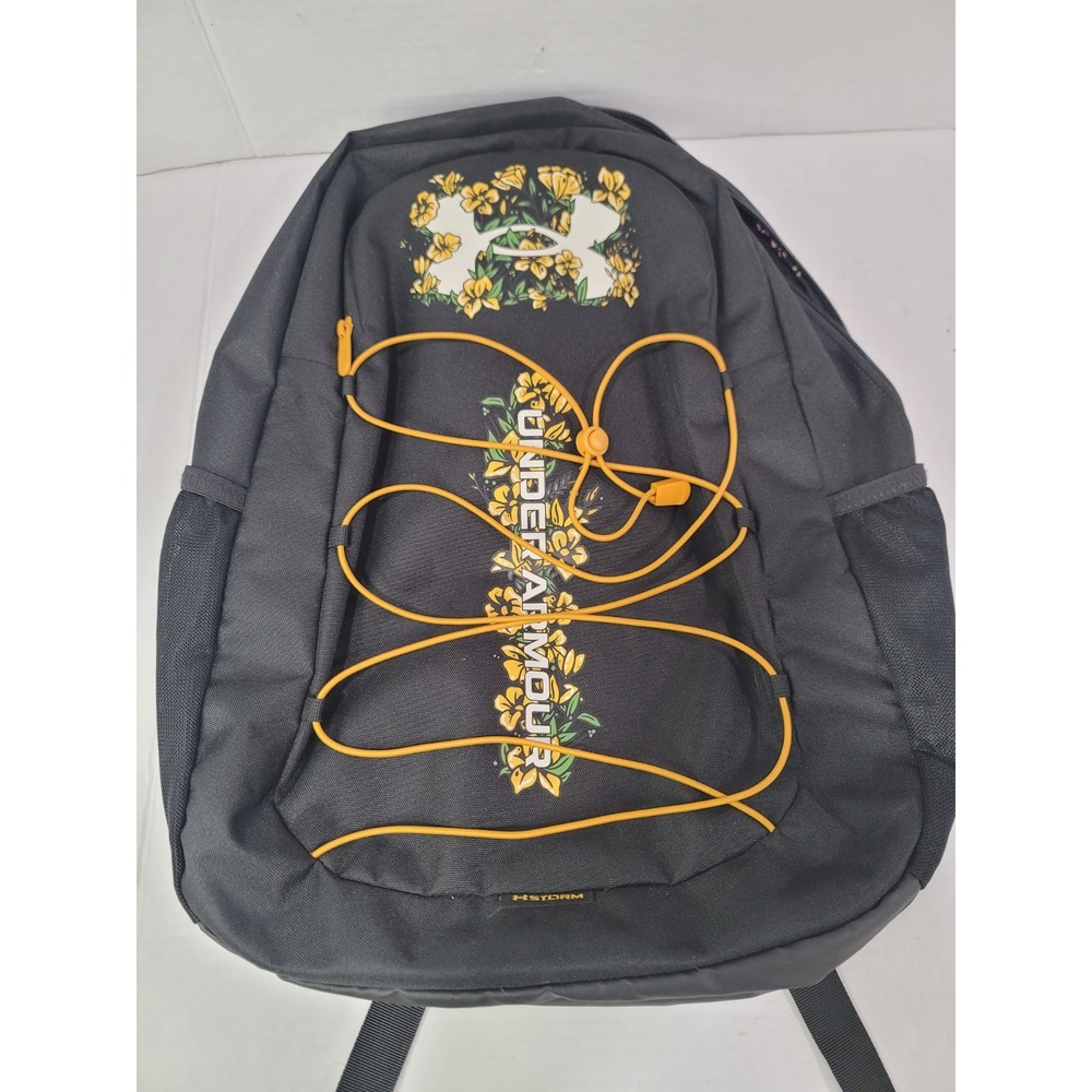 Under armor backpack hustle sport black vibrant yellow floral design excellent